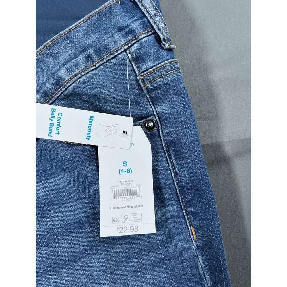 Time and Tru Womens Maternity Straight Leg Jeans‎ Blue Medium Wash Small 4-6 NWT - Picture 11 of 12
